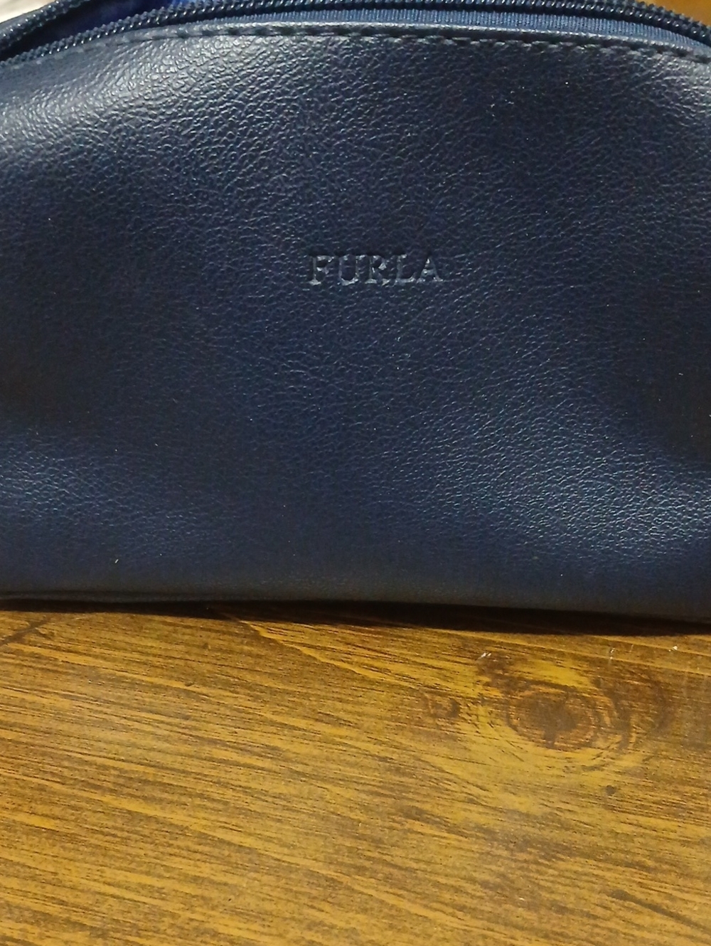 Furla Navy Leather Toiletry Pouch